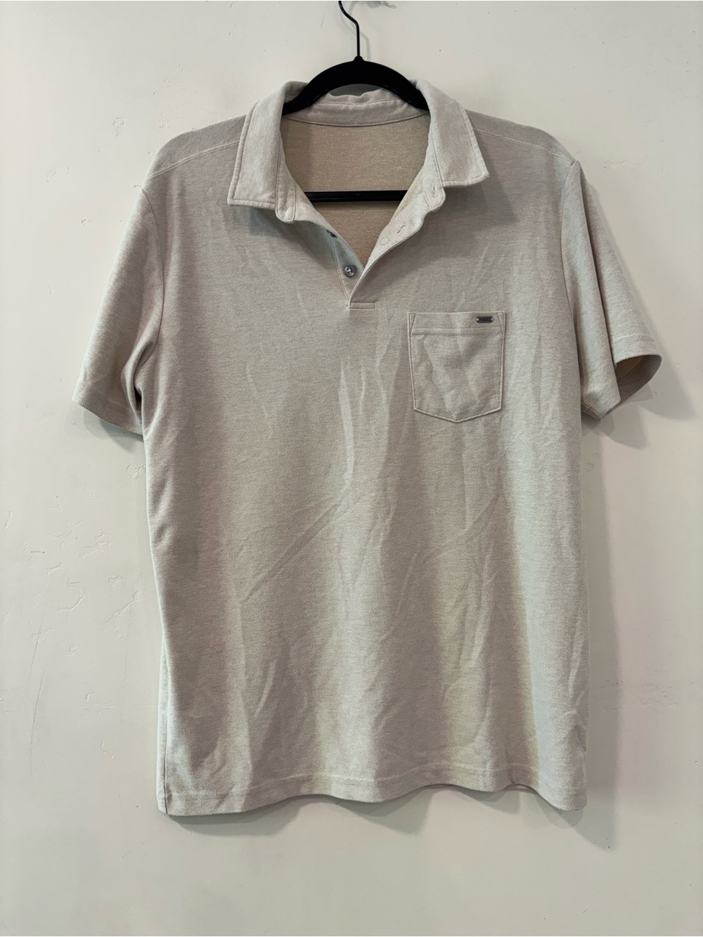 Vuori Ace Polo Shirt Mens Medium Light Heather Sand Grey Short Sleeve Golf V164